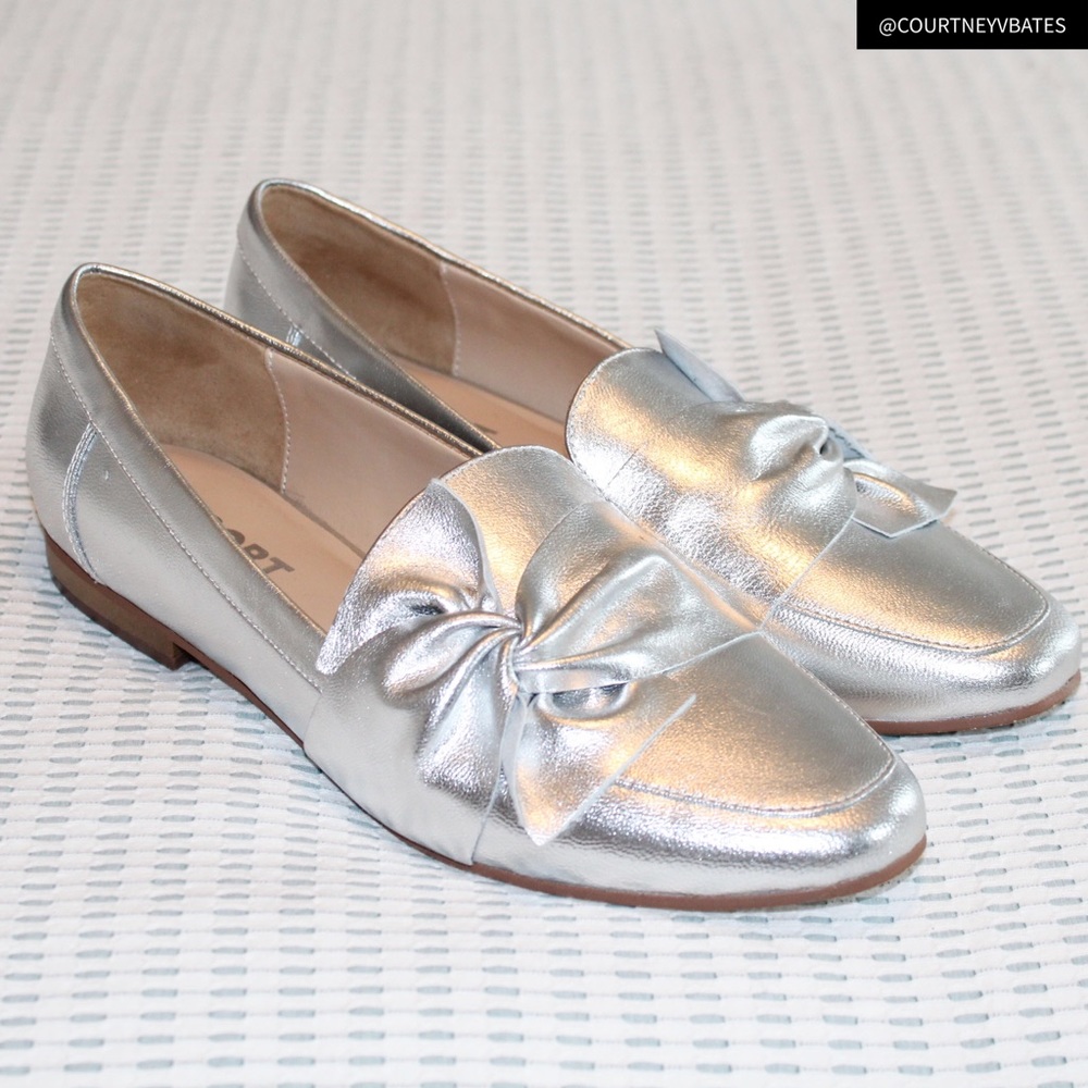REPORT Silver Leather Loafers